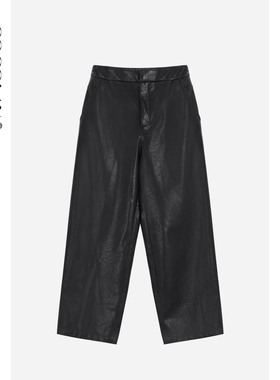 COCOLAN 【黑爵裤】老钱风复古九分皮裤2025秋季阔腿显瘦休闲裤女