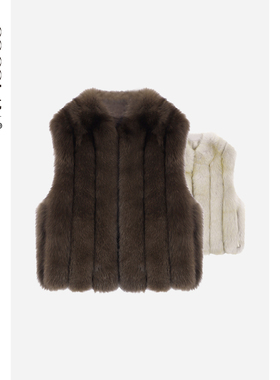 COCOLAN【琥珀】100狐狸毛皮草马甲女CL8MJ2511