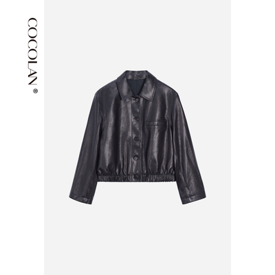 COCOLAN【黑玛丽】100绵羊皮秋季皮衣夹克女外套CL6PY2953