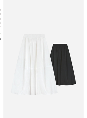 COCOLAN【花苞裙】100棉夏季A字纯色松紧中长裙腰半裙CL3BQ2505