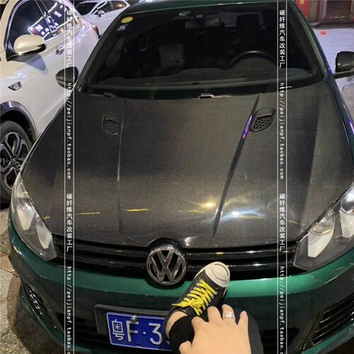 适用大众高尔夫6碳纤维机盖GTI R20 MK6改装开孔引擎盖机头盖包围