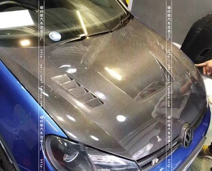 适用大众高尔夫6碳纤维机盖GTI R20 MK6改装开孔引擎盖头盖大包围