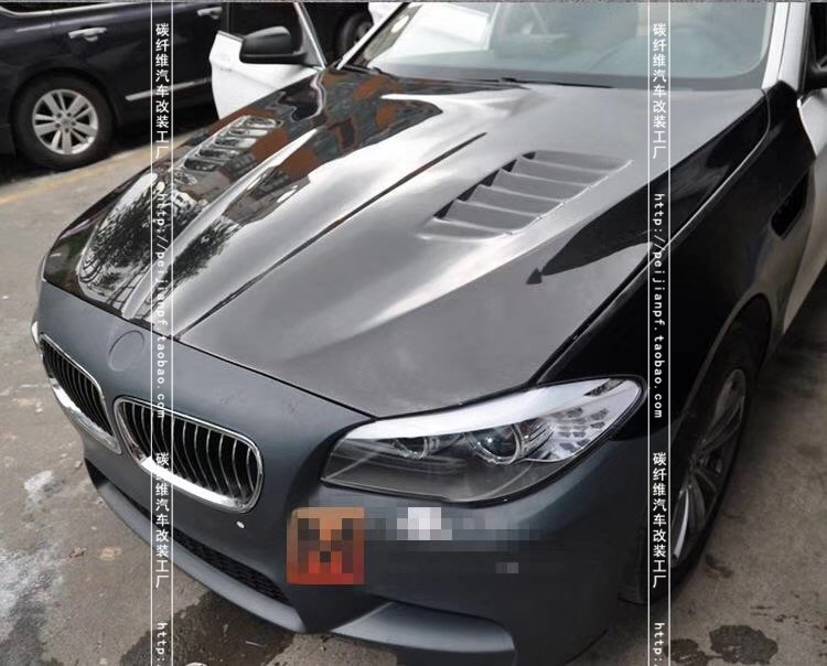 适用于宝马5系F10碳纤维机盖F18改装M5开孔引擎机头盖前盖大包围
