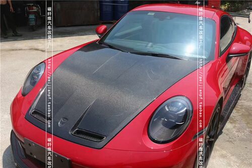 适用于保时捷911干碳纤维机盖992改装GT3开孔引擎盖机头盖大包围