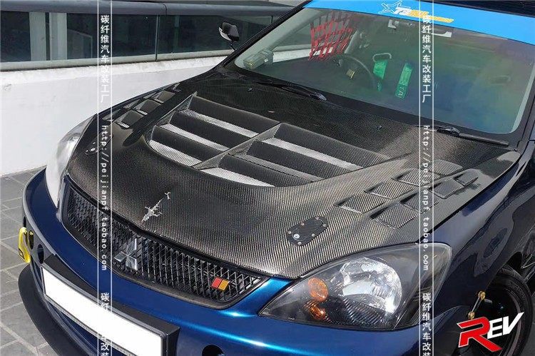 三菱蓝瑟碳纤维机盖Lancer CS3改装开孔引擎盖机头盖前盖大小包围