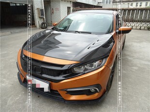 适用于本田十代思域碳纤维机盖CIVIC FK7 FK8改装开孔引擎盖头盖