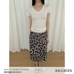 【4/16 20:00】MUCCHIC/【斑影律动】法式奶牛纹直筒半身裙中裙