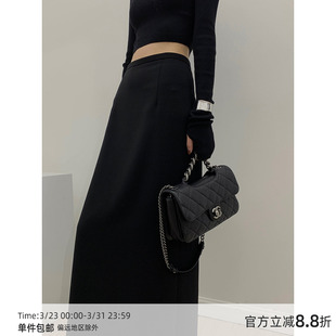 黑色后开叉半身裙西装 MUCCHIC 高腰显瘦超长款 经典 裙 可搭配四季