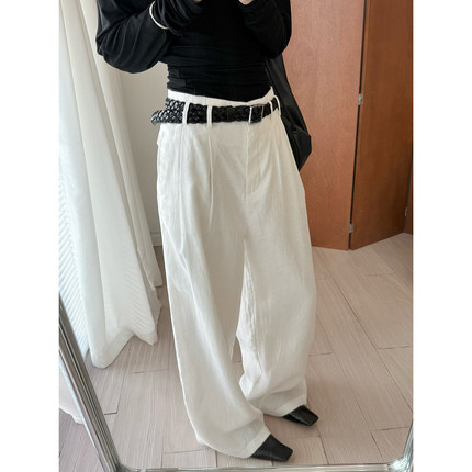 【3/06 20:00】MUCCHIC/老钱风亚麻阔腿裤休闲裤