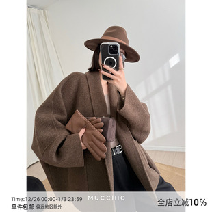 MUCCHIC 双面呢大衣 Row风羊驼毛绵羊毛廓形短款