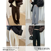 阔腿加厚休闲裤 MUCCHIC 人手b入秋冬Row风秘鲁羊驼绒空气裤