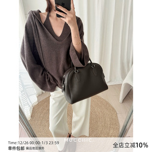 MUCCHIC Row风叠穿绵羊毛连帽毛衣挂脖背心两件套