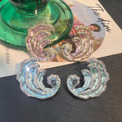 earring海浪珐琅彩原创精致耳饰 时尚轻奢跨境热销百搭高级感耳钉