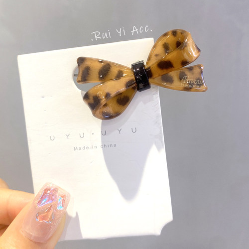 韩国头饰边夹豹纹蝴蝶结25包邮