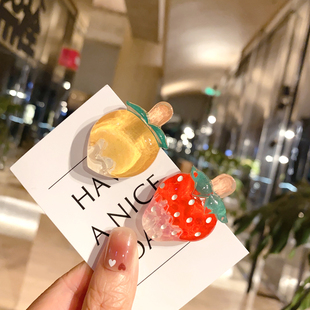 糖果色鸭嘴夹水果刘海夹边夹果冻可爱发卡夹子发饰头饰发夹鱼嘴夹