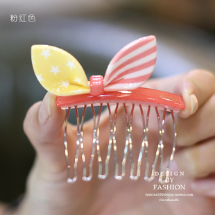 全国25元包邮国旗色兔耳朵发梳插梳发饰头饰刘海梳卡子韩国边夹发