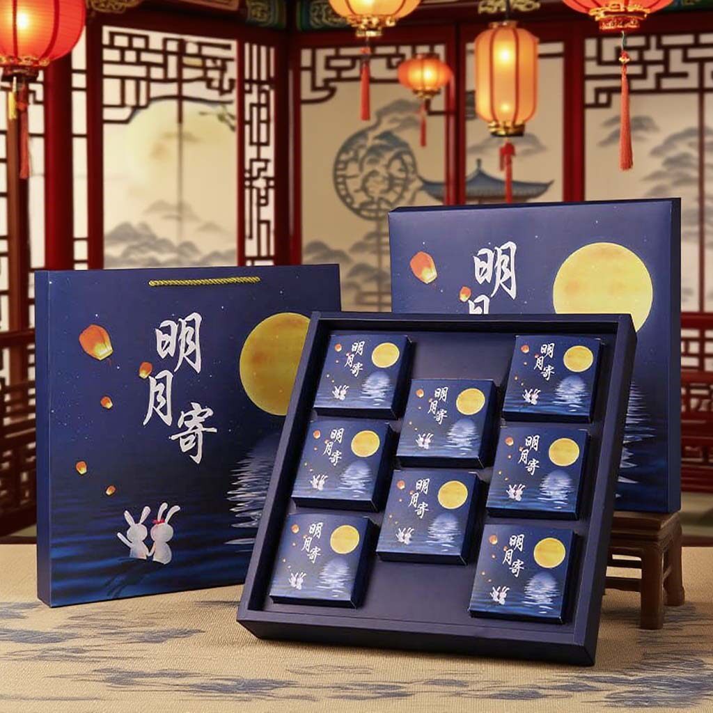 2025月饼包装盒高档国潮风4/6/8粒装 广式中秋创意手提礼盒袋空盒