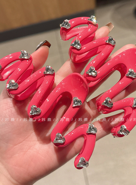 爱心闪钻波浪发夹抓夹女后脑勺盘发鲨鱼夹大号发量多头发夹子发饰