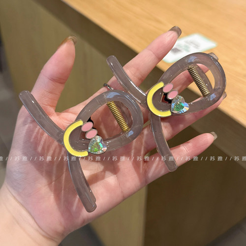 AB款可爱笑脸爱心钻盘发鲨鱼夹