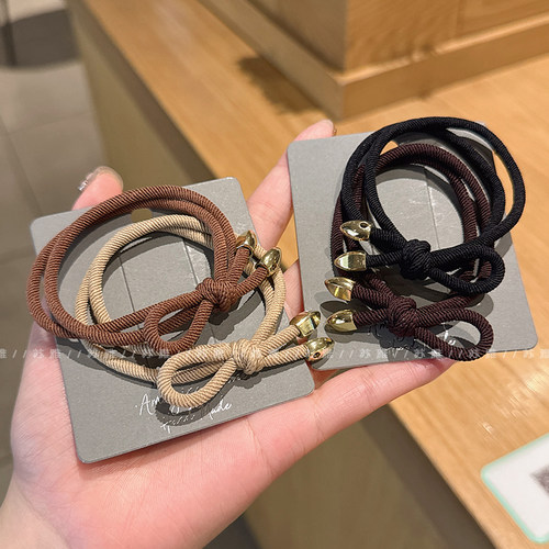 奶咖色系螺旋纹打结基础发绳扎头