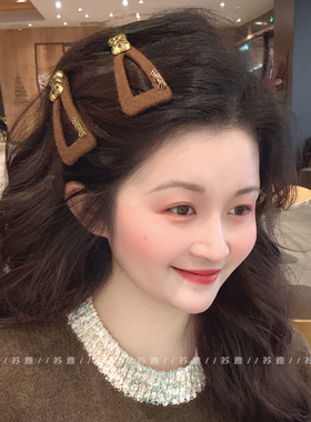 金属波点蝴蝶结碎发三角掰掰夹bb夹发夹女前额碎发侧边刘海夹头饰