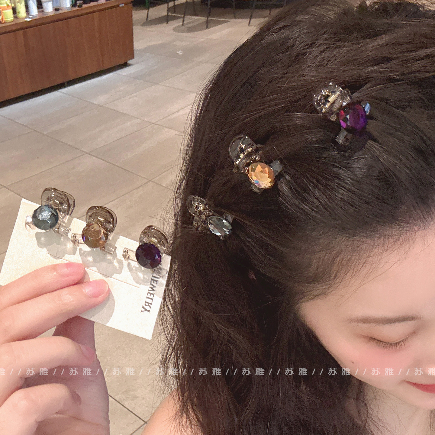 高级感闪钻碎发刘海小抓夹鲨鱼夹