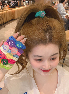 果冻笑脸发绳儿童发圈女高弹力橡皮筋皮筋高马尾耐用彩色头绳皮套