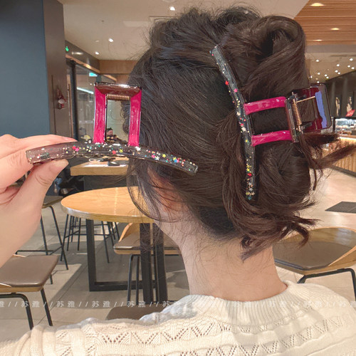 高级感气质彩色星星撞色盘发抓夹