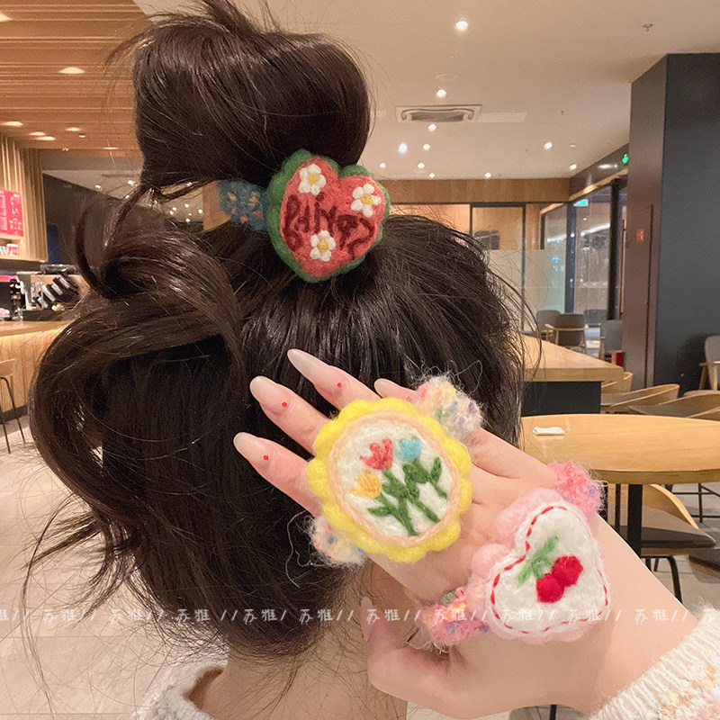 羊毛毡大肠发圈撞色毛茸茸儿童皮筋女扎头秋冬毛绒发绳发饰可爱,饰品/流行首饰/时尚饰品新,发饰,淘宝优惠券,粉丝福利购,淘宝优惠卷