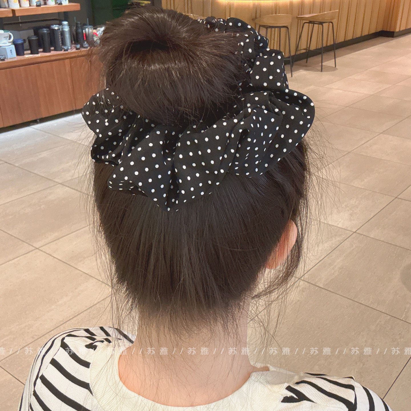 时尚优雅撞色波点大肠发圈扎头发