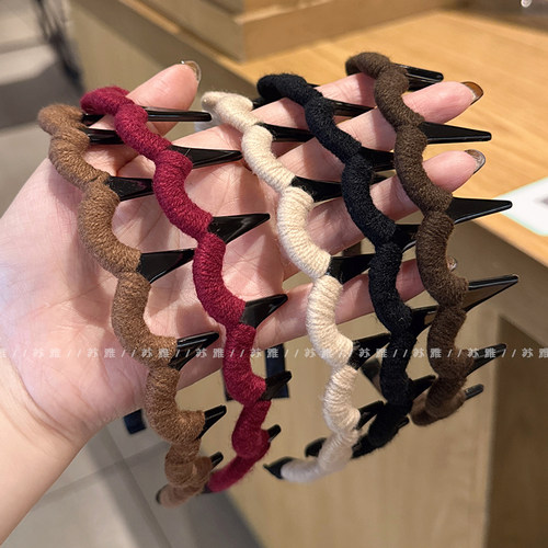 复古优雅毛线缠绕带齿防滑发箍