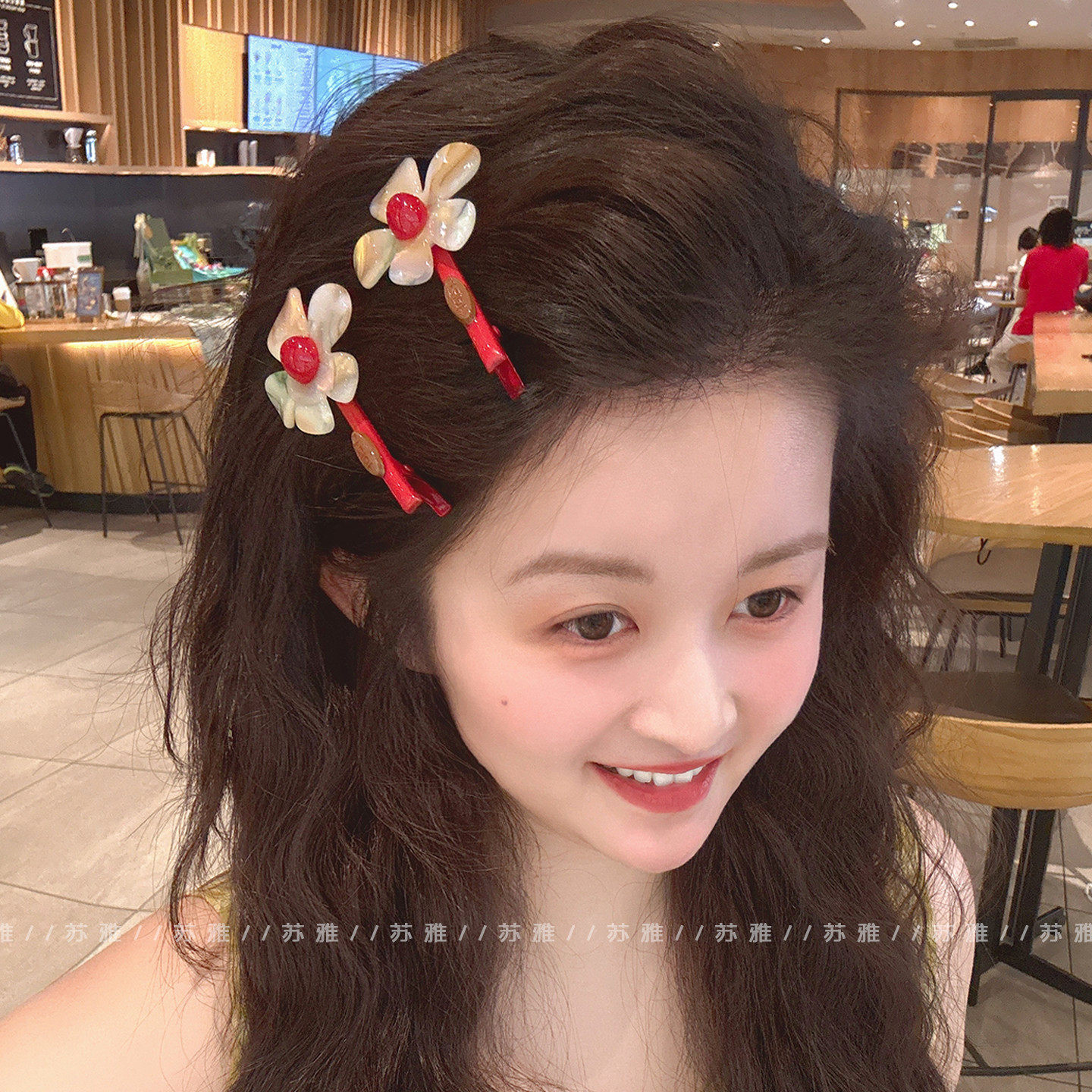 甜美可爱花朵碎发刘海鸭嘴夹边夹