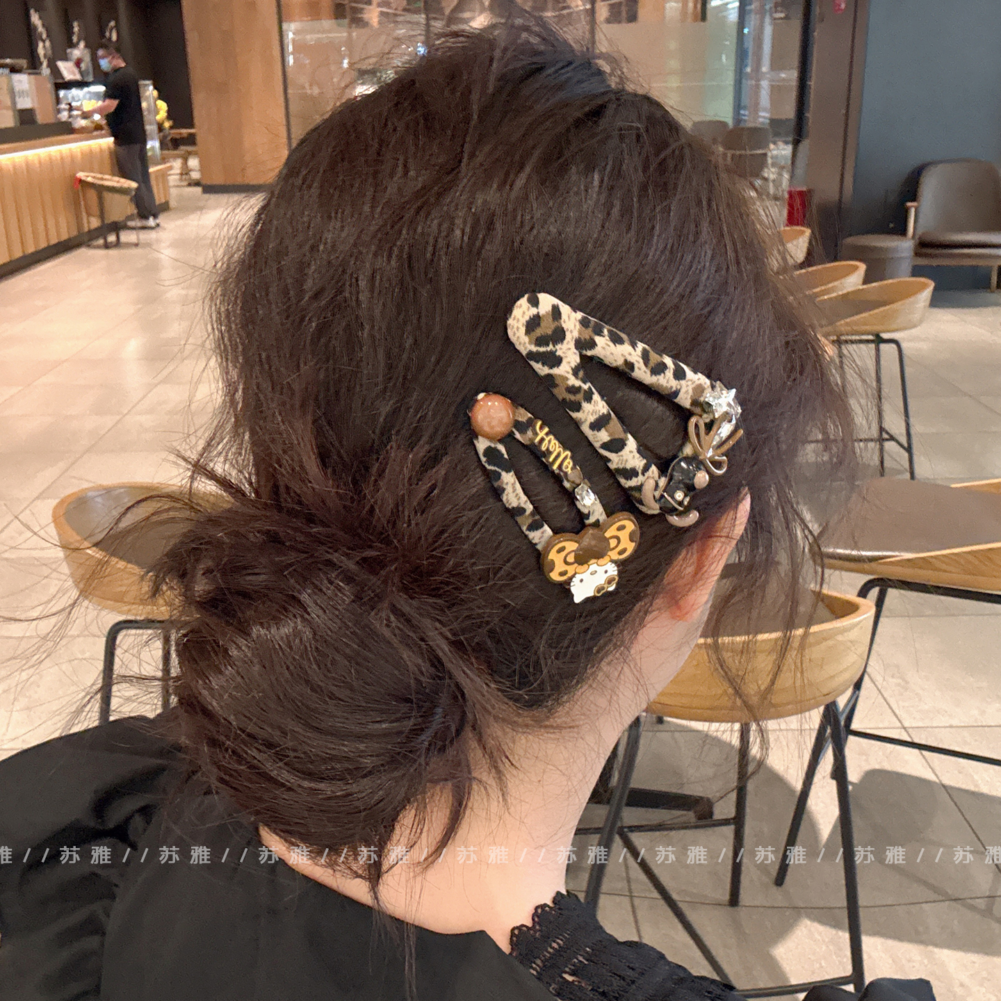 可爱KT猫小狗豹纹碎发刘海掰掰夹