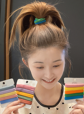 5条高弹力耐用皮筋女扎头荧光发绳成人马尾发圈彩色头绳皮套头饰