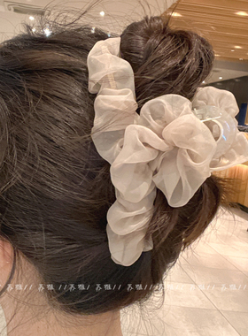 超仙网纱抓夹大号发夹女后脑勺鲨鱼夹2025新款夏季高级感夹子发饰