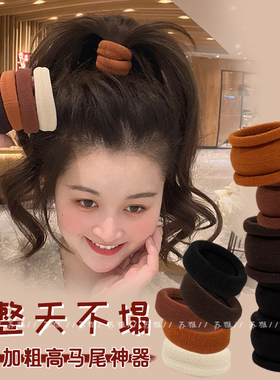 超值~5个高弹力耐用毛巾圈头绳2025新款无接缝加宽橡皮筋女扎头发