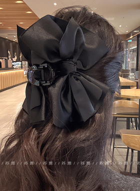 大蝴蝶结显发量多抓夹黑色高级感新款盘发鲨鱼夹大号后脑勺发夹