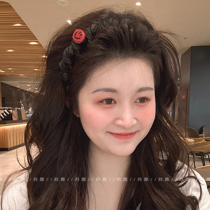 安可拉红笑脸缠绕带齿发箍压头
