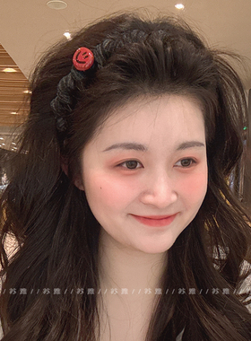 笑脸带齿发卡波浪高颅顶发箍女防滑洗脸头箍2025新款高级时尚洋气