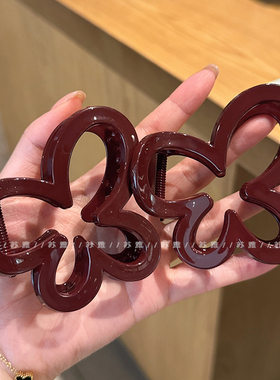 安可拉红色花朵抓夹女网红2025新款镂空蝴蝶半扎发发夹发饰鲨鱼夹