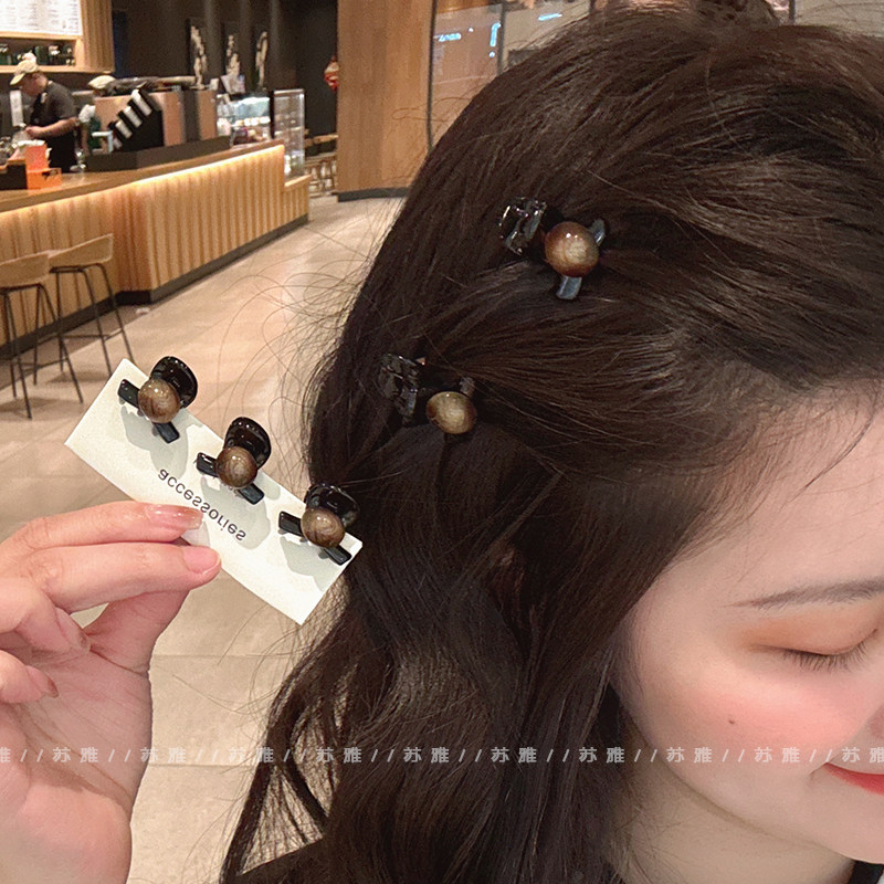 高级感琥珀球球碎发刘海小抓夹