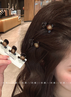 琥珀球球碎发刘海小抓夹女2025新款发夹公主头简约气质头饰鲨鱼夹