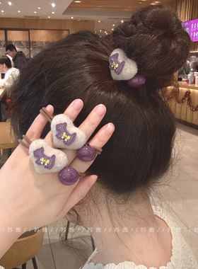 爱心蝴蝶结发绳女发圈卡通小狗豆豆打结扎头发橡皮筋头绳发饰头饰