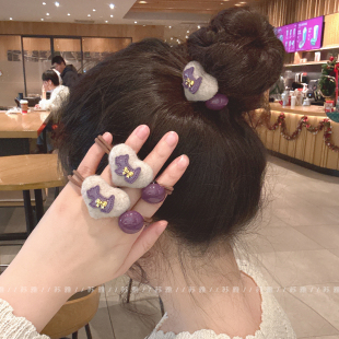 爱心蝴蝶结发绳女发圈卡通小狗豆豆打结扎头发橡皮筋头绳发饰头饰