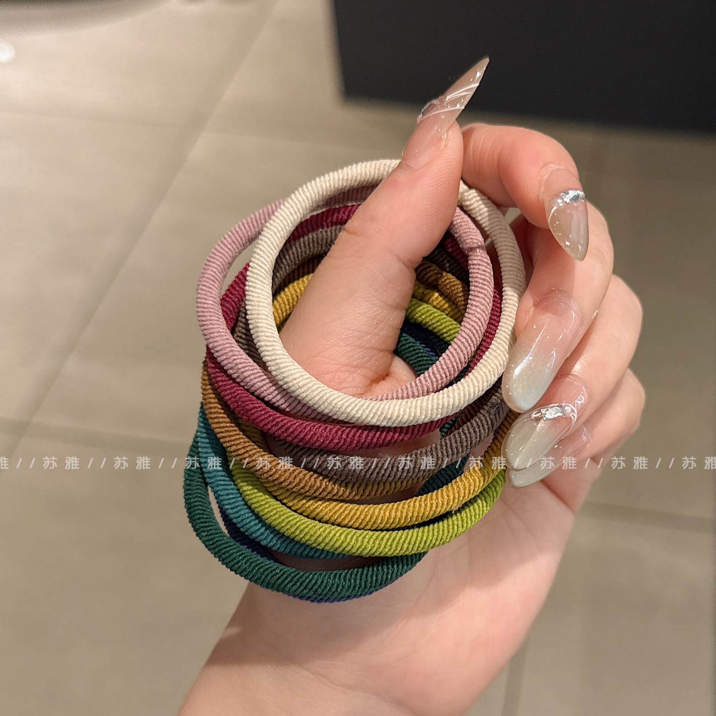 纯色螺旋纹扎头基础发绳高弹力