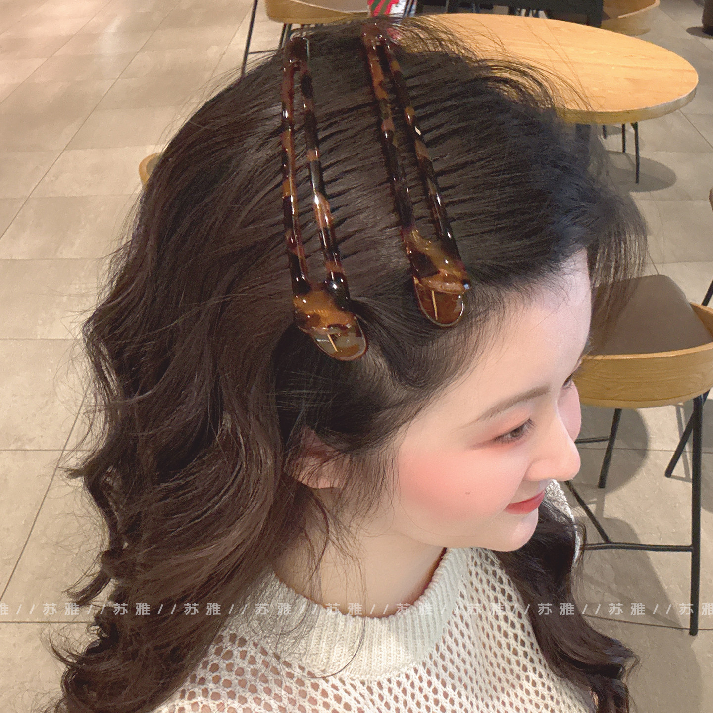 复古气质玳瑁碎发刘海鸭嘴夹边夹