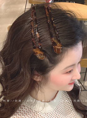 秋冬超大号豹纹鸭嘴夹发夹化妆夹子刘海夹牛角侧边夹碎发夹头饰