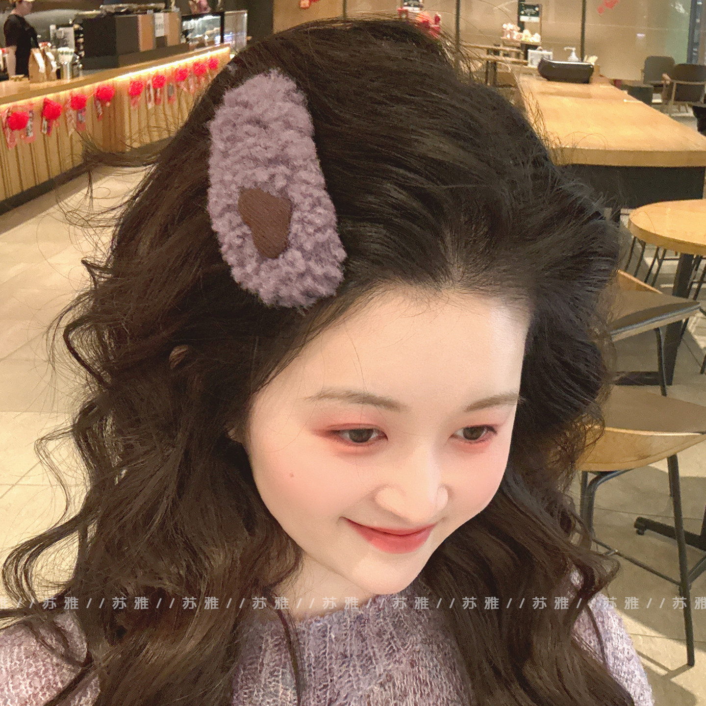 甜美爱心羊羔毛绒发夹女前额碎发刘海掰掰夹侧边bb夹边夹发卡头饰,饰品/流行首饰/时尚饰品新,发饰,淘宝优惠券,粉丝福利购,淘宝优惠卷