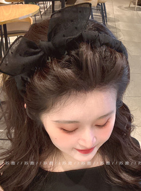 波点蝴蝶结发卡波浪带齿发箍女高颅顶防滑洗脸头箍2025新款发卡