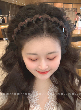 布艺缠绕带齿防滑高颅顶波浪发箍女网红新款洗脸头箍防滑压发发卡